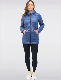Manteaux | La maison du Manteau au Québec Long Végan Matelassé en Eco-duvet Ultraléger avec Capuche par Point Zero