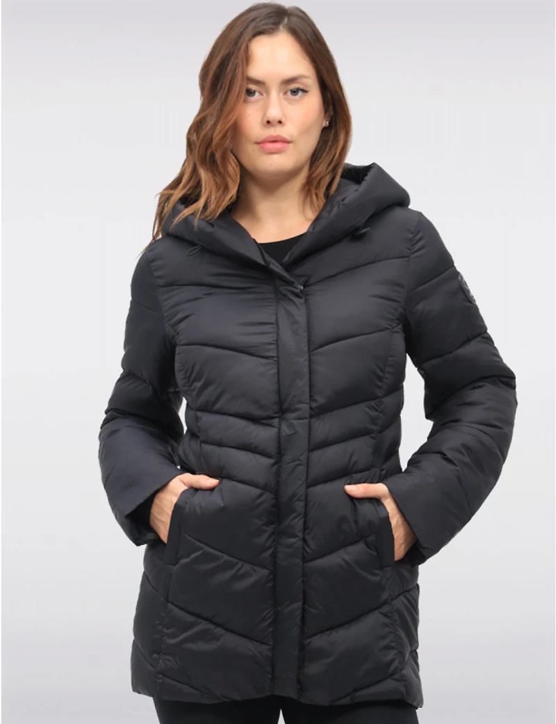 Manteaux | La maison du manteau au Québec Doudoune Vegan Légère avec Capuche Attachée & Patte de Boutonnage par Point Zero