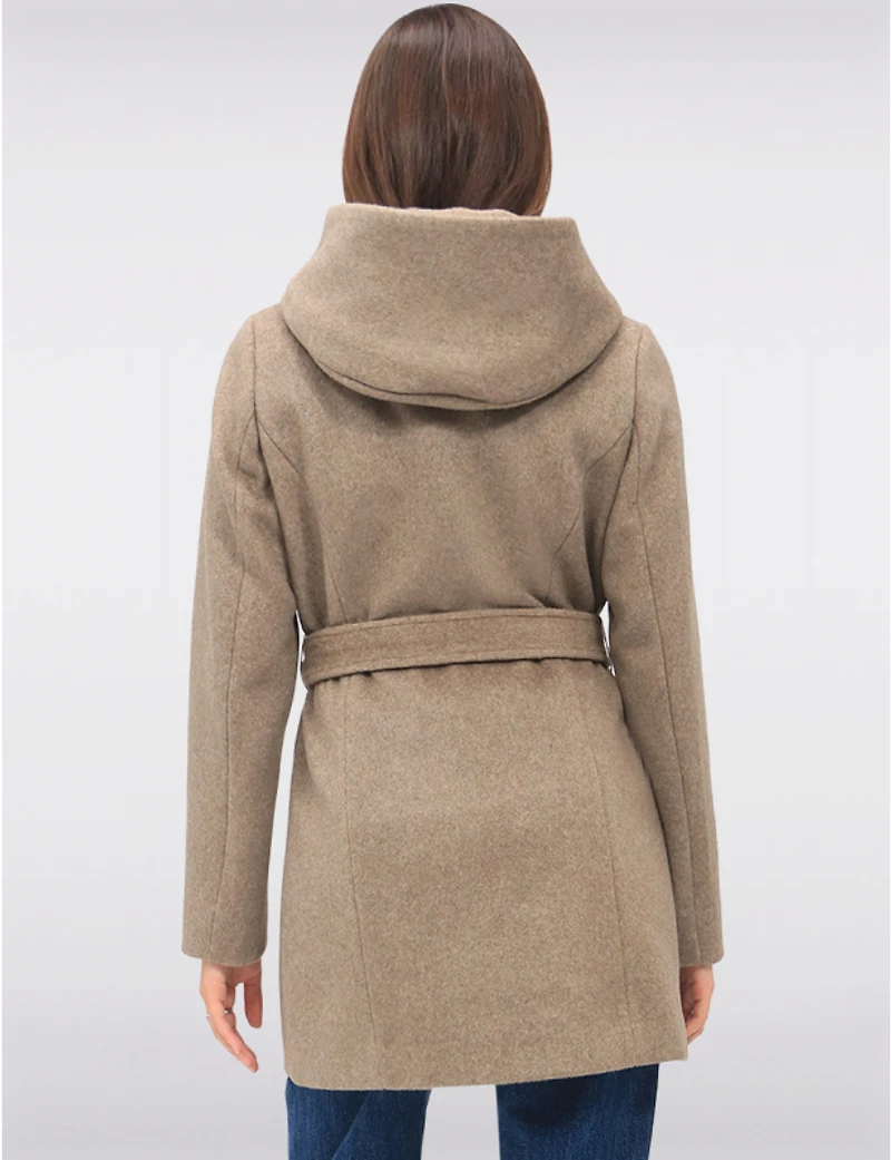 Manteaux | La maison du Manteau au Québec Chic à Capuche Imitation Melton Vegan Ceinture Amovible par Point Zero