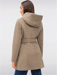 Manteaux | La maison du Manteau au Québec Chic à Capuche Imitation Melton Vegan Ceinture Amovible par Point Zero