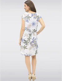 Manteaux Manteaux | La maison du manteau au Québec Robe Midi Élégante Imprimé Floral en Mélange de Lin Léger par Froccella