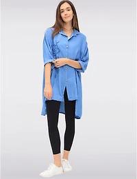 Manteaux Manteaux | La maison du manteau au Québec Chemise Boutonnée 3/4 avec Applique Florale & Fentes Latérales par Froccella