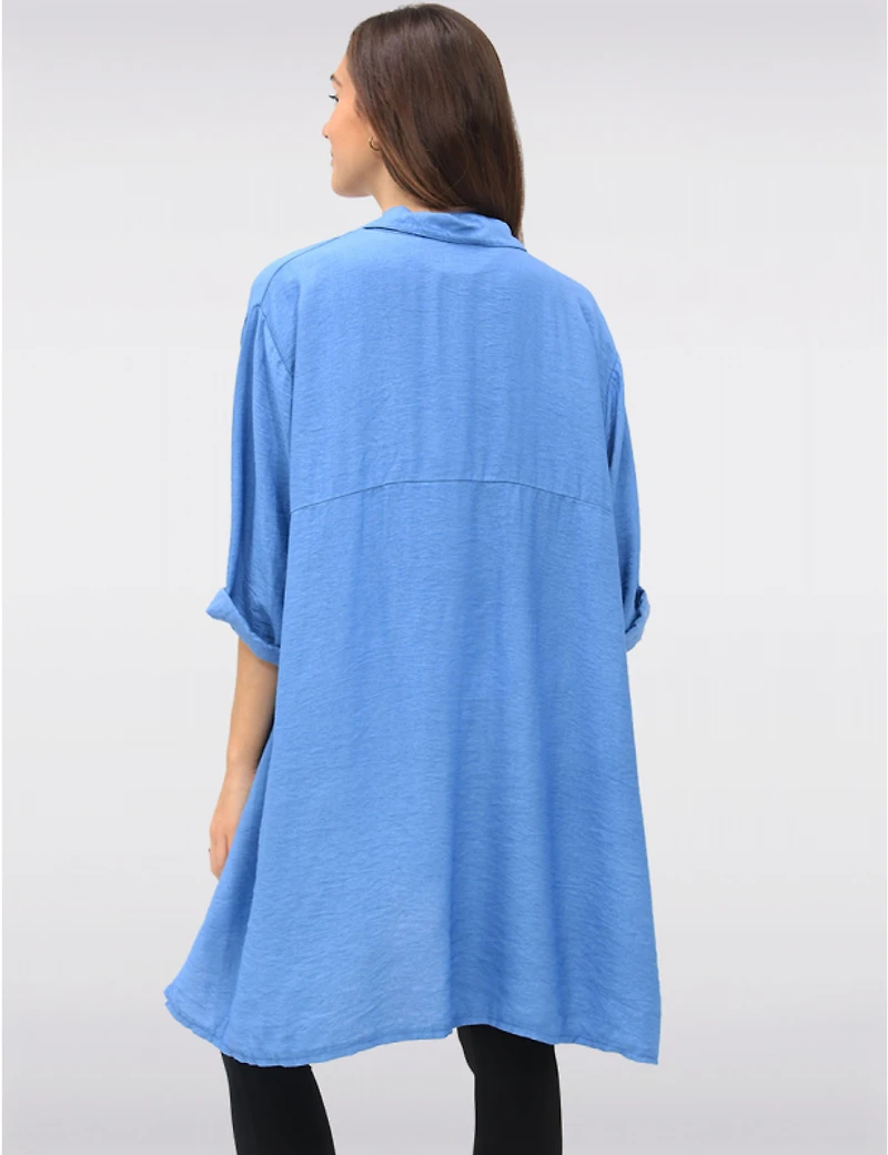 Manteaux Manteaux | La maison du manteau au Québec Chemise Boutonnée 3/4 avec Applique Florale & Fentes Latérales par Froccella