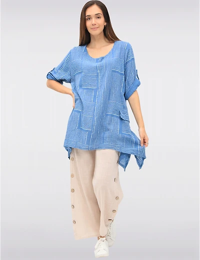 Manteaux | La maison du manteau au Québec Pantalons À Jambes Larges En Coton Et Lin Avec Boutons Latéraux par Froccella