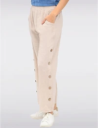 Manteaux | La maison du manteau au Québec Pantalons À Jambes Larges En Coton Et Lin Avec Boutons Latéraux par Froccella