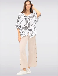 Manteaux | La maison du manteau au Québec Pantalons À Jambes Larges En Coton Et Lin Avec Boutons Latéraux par Froccella