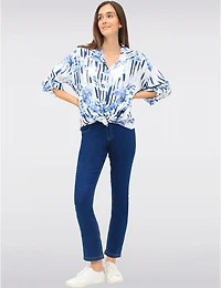 Manteaux Manteaux | La maison du manteau au Québec Blouse Boutonnée à Imprimé Rayé et Floral avec Ourlet Arrondi par Froccella