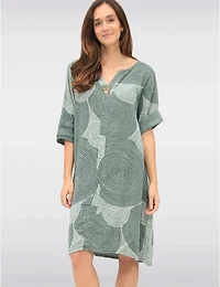 Robe Col Fendu Imprimé Spirale par Froccella