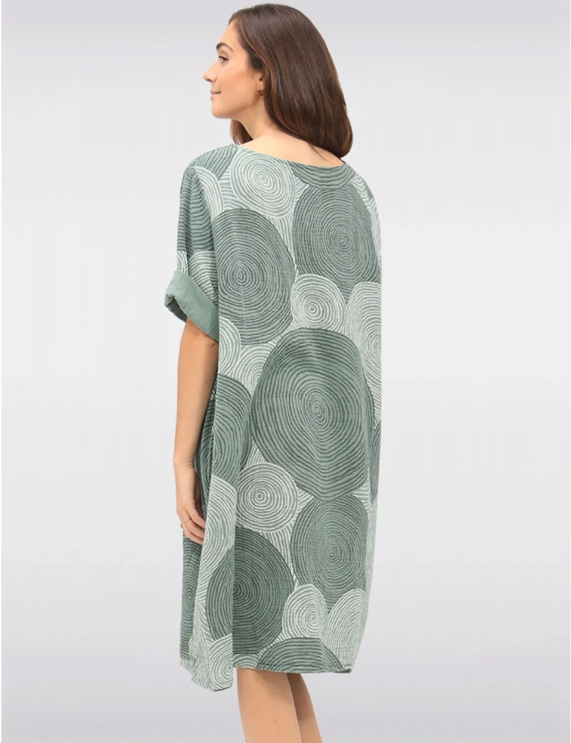 Robe Col Fendu Imprimé Spirale par Froccella