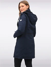 Manteau Droit en Polyloft® À Capuche Amovible Doublée Fourrure Végane Par Saki