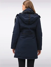 Manteau Droit en Polyloft® À Capuche Amovible Doublée Fourrure Végane Par Saki