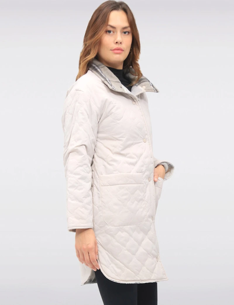 Manteau Réversible Matelassé & Laine par Saki