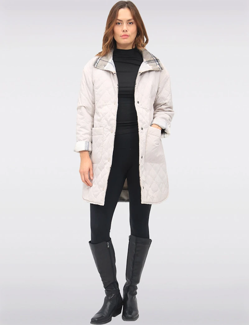 Manteau Réversible Matelassé & Laine par Saki