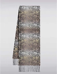 Manteaux | La maison du manteau au Québec Foulard Italien Oblong Luxueux en Jacquard Paisley avec Ourlet à Franges