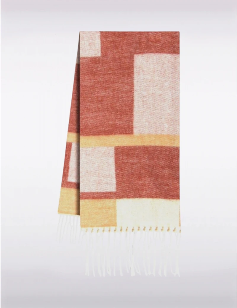 Manteaux | La maison du manteau au Québec Foulard à Carreaux Ultra-doux Blocs de Couleur avec Franges des Deux Côtés