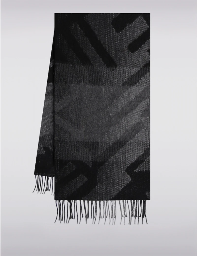 Manteaux Manteaux | La maison du manteau au Québec Foulard Noir Italien en Jacquard Géométrique Oblong avec Franges des Deux Côtés