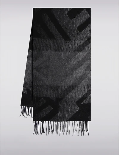 Manteaux Manteaux | La maison du manteau au Québec Foulard Noir Italien en Jacquard Géométrique Oblong avec Franges des Deux Côtés