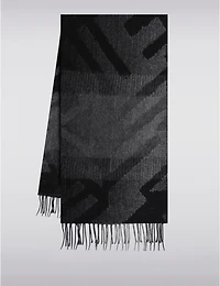Manteaux Manteaux | La maison du manteau au Québec Foulard Noir Italien en Jacquard Géométrique Oblong avec Franges des Deux Côtés