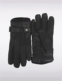 Gants pour Hommes en Cuir Véritable avec Poignets Tricot et Bande Réglable