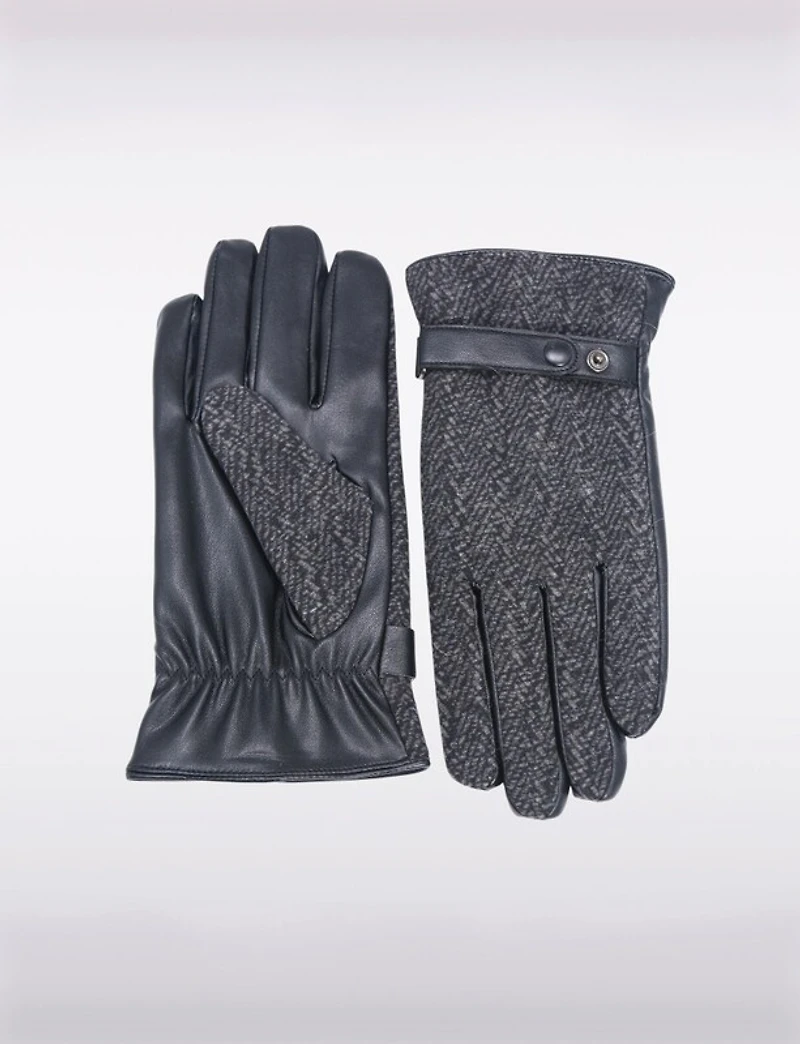 Gants en Cuir PU pour Hommes avec Ceinture Tricotée