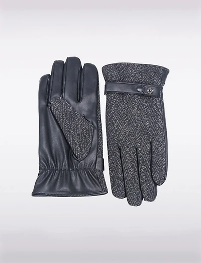Gants en Cuir PU pour Hommes avec Ceinture Tricotée