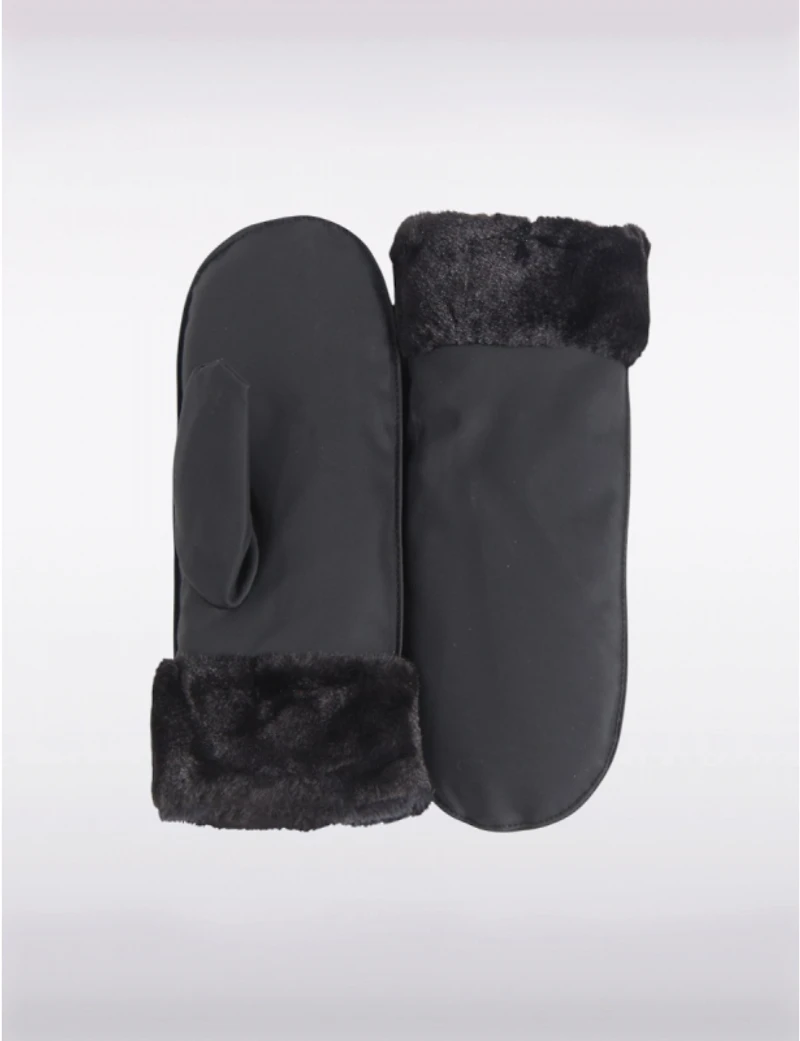 Manteaux Manteaux | La maison du manteau au Québec Mitaines Noires Luxueuses en Fausse Fourrure avec Doublure Douce et Cozy