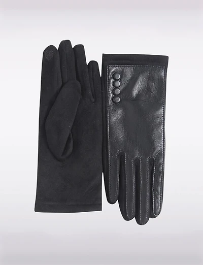 Gants en Simili-cuir Extensible Ultra Doux avec Détails Boutons