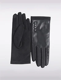 Gants en Simili-cuir Extensible Ultra Doux avec Détails Boutons