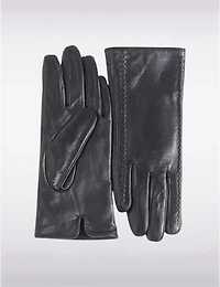 Gants en Cuir Doublés avec Détails sur le Côté Compatibles aux Écrans Tactiles