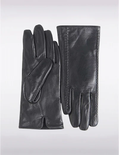 Gants en Cuir Doublés avec Détails sur le Côté Compatibles aux Écrans Tactiles