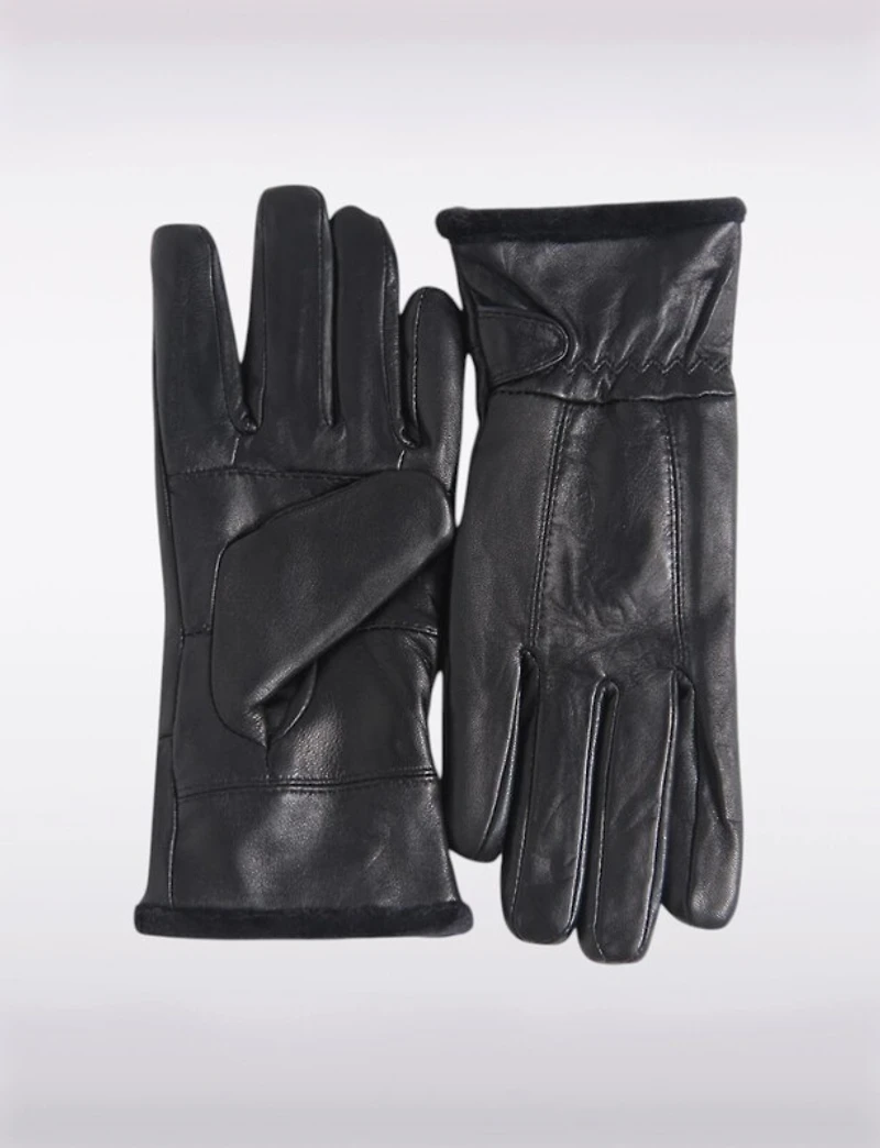 Gants Élégants en Cuir Véritable avec Surpiqûres et Compatibilité Écran Tactile