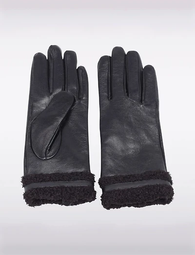 Gants en Cuir Véritable avec Poignet Sherpa – Compatibles Écran Tactile