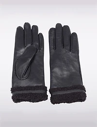 Gants en Cuir Véritable avec Poignet Sherpa – Compatibles Écran Tactile