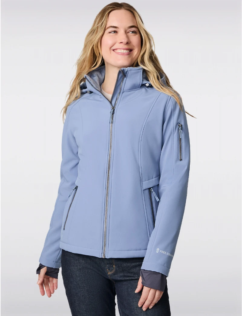 Manteaux | La maison du manteau au Québec Veste Softshell à Capuche Ajustée Doublée de Fausse Fourrure par Free Country