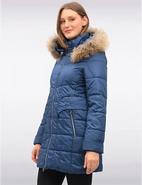 Manteaux | La maison du manteau au Québec Veste Matelassée À Poches Et Capuche Bordée De Fourrure Véritable Par Danwear