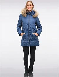 Manteaux | La maison du manteau au Québec Veste Matelassée À Poches Et Capuche Bordée De Fourrure Véritable Par Danwear