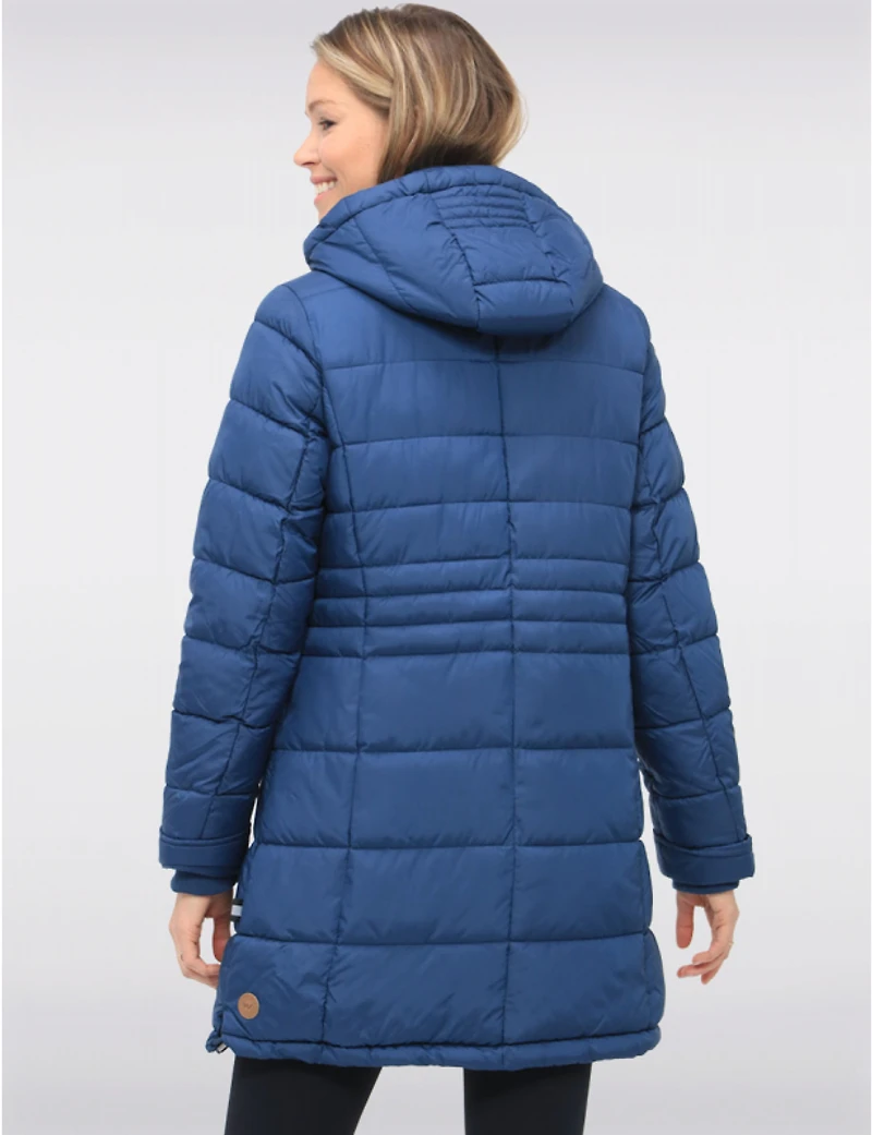 Manteau Matelassé Capuche Amovible & Quatre Poches Cordon À L'ourlet Par Danwear
