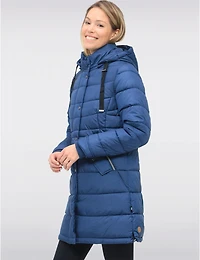 Manteau Matelassé Capuche Amovible & Quatre Poches Cordon À L'ourlet Par Danwear