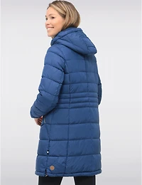 Manteau Matelassé Capuche Amovible & Quatre Poches Cordon À L'ourlet Par Danwear