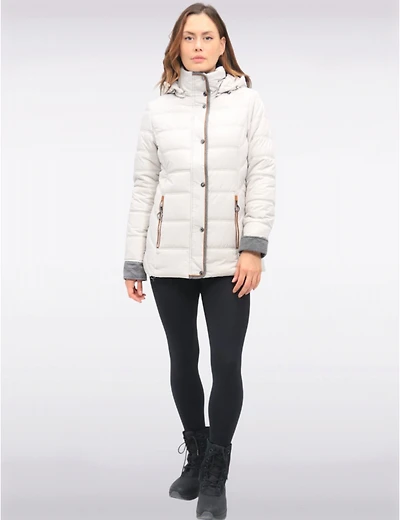 Veste Matelassée À Bordures Brunes Poches Zippées & Capuche Amovible Par Danwear