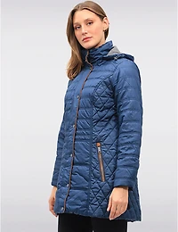 Veste Matelassée Diamant À Bordures Brunes Poches & Capuche Amovible Par Danwear