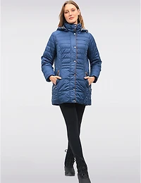 Veste Matelassée Diamant À Bordures Brunes Poches & Capuche Amovible Par Danwear