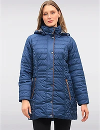 Veste Matelassée Diamant À Bordures Brunes Poches & Capuche Amovible Par Danwear