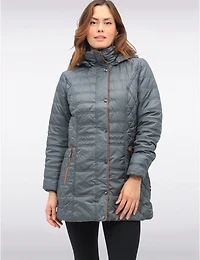 Manteaux | La maison du manteau au Québec Veste Matelassée Diamant À Bordures Brunes Poches & Capuche Amovible Par Danwear