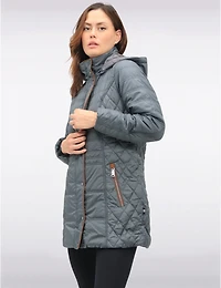 Manteaux | La maison du manteau au Québec Veste Matelassée Diamant À Bordures Brunes Poches & Capuche Amovible Par Danwear