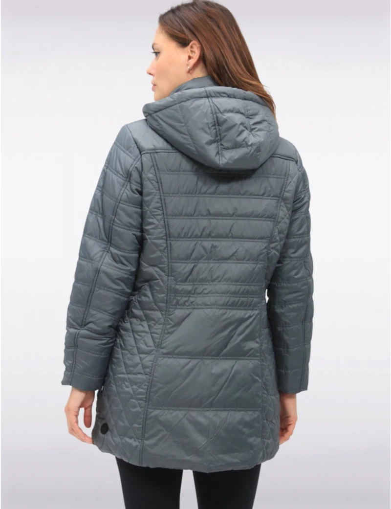 Manteaux | La maison du manteau au Québec Veste Matelassée Diamant À Bordures Brunes Poches & Capuche Amovible Par Danwear