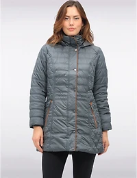 Manteaux | La maison du manteau au Québec Veste Matelassée Diamant À Bordures Brunes Poches & Capuche Amovible Par Danwear