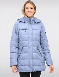 Doudoune Matelassée Diamant Mi-longue Avec Capuche Amovible Par Danwear