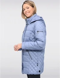 Doudoune Matelassée Diamant Mi-longue Avec Capuche Amovible Par Danwear