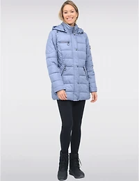 Doudoune Matelassée Diamant Mi-longue Avec Capuche Amovible Par Danwear